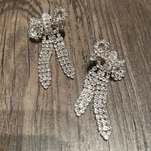 Rhinestone Bow Earrings